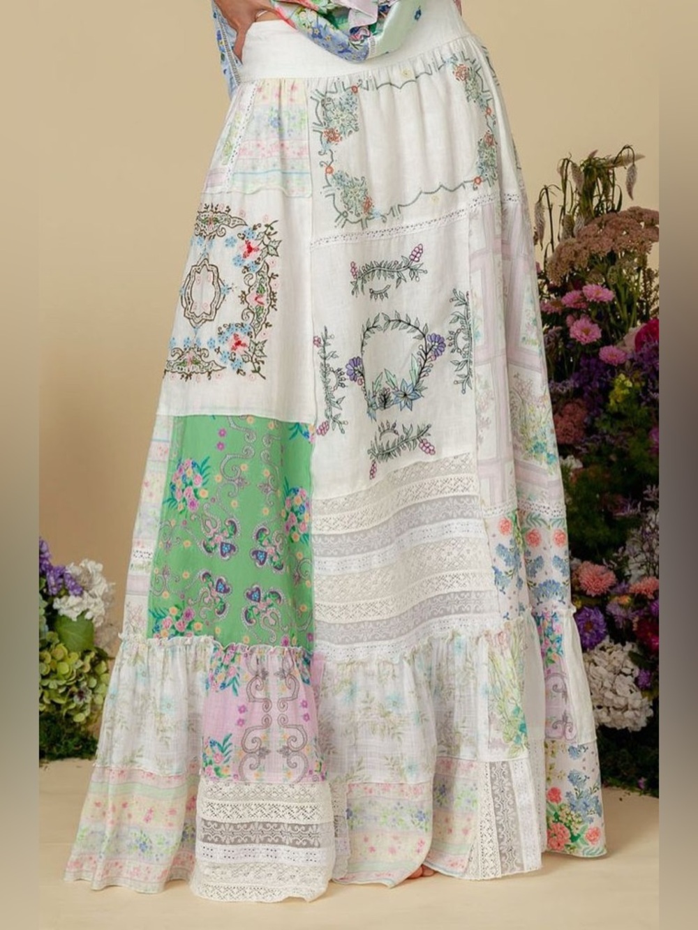 Fillyboo Patchwork Floral Maxi Skirt